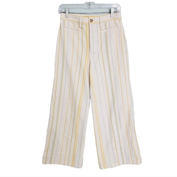 MADEWELL Emmett  Wide Leg Crop Pants Striped High Rise - Picture 2 of 5